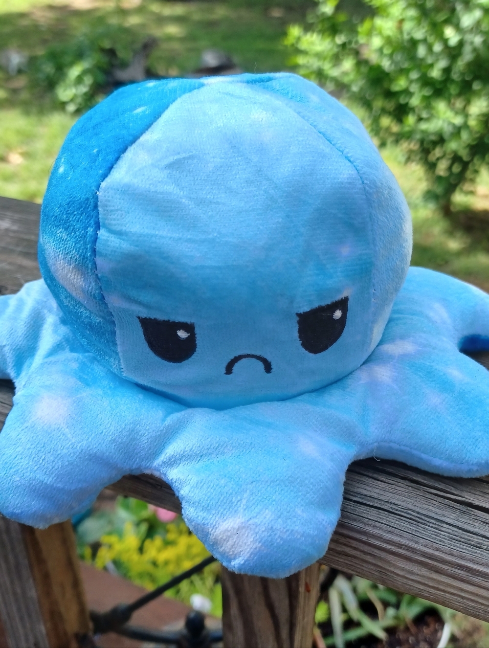 Reversible Blue Plush Octopus Mood Toy - Blue